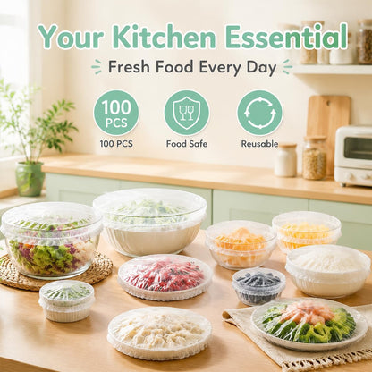 100 Pcs Reusable Elastic Food Covers