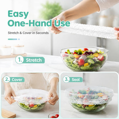 100 Pcs Reusable Elastic Food Covers