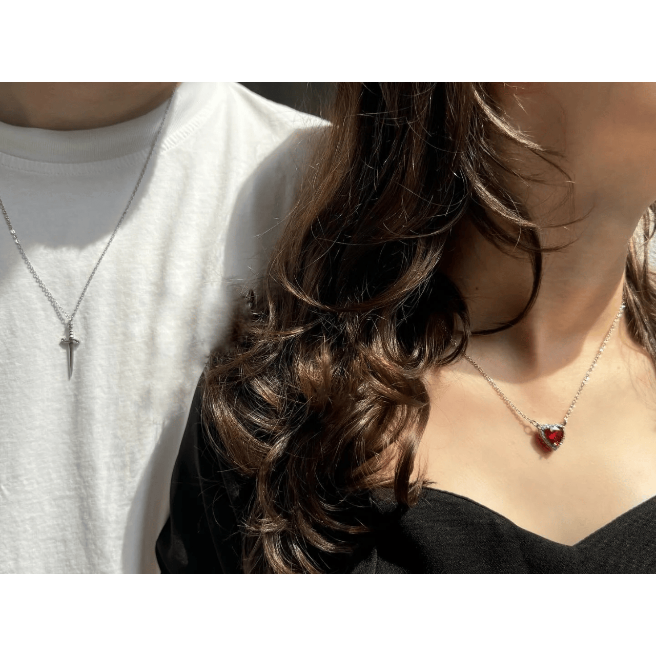 Heart Sword Necklace Set