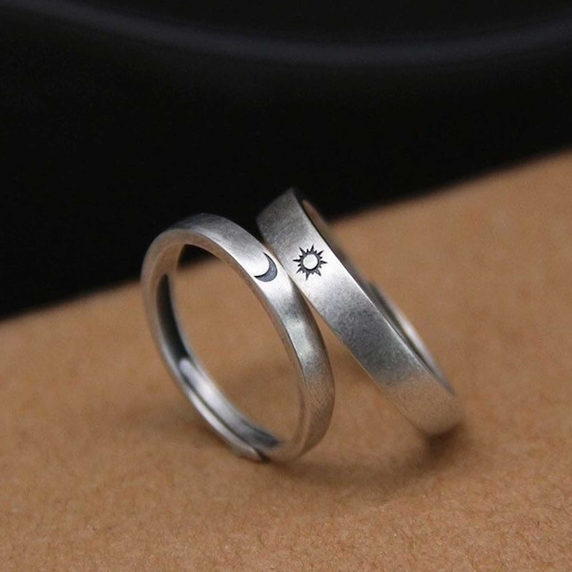 Sun and moon matching ring