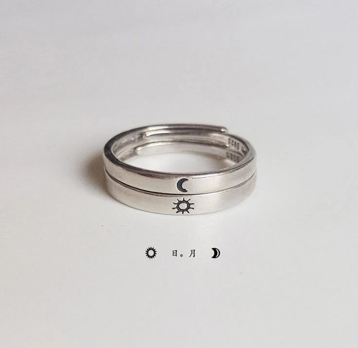 Sun and moon matching ring