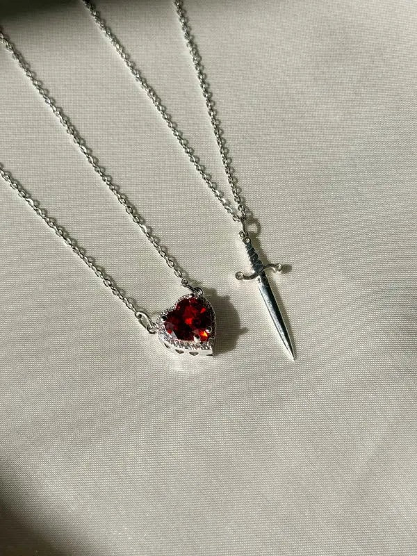 Heart Sword Necklace Set