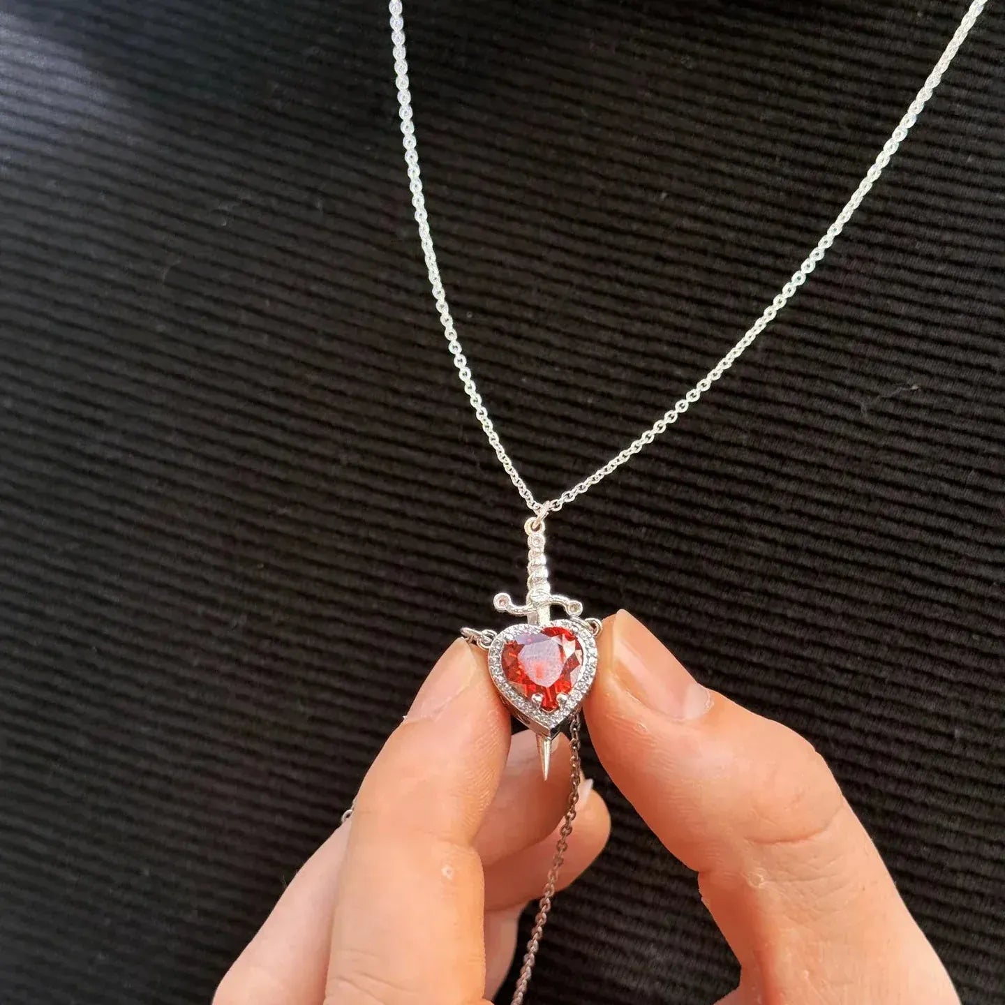 Heart Sword Necklace Set